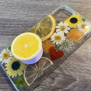 IPhone 11 Clear Case- Pressed Flowers PopSocket